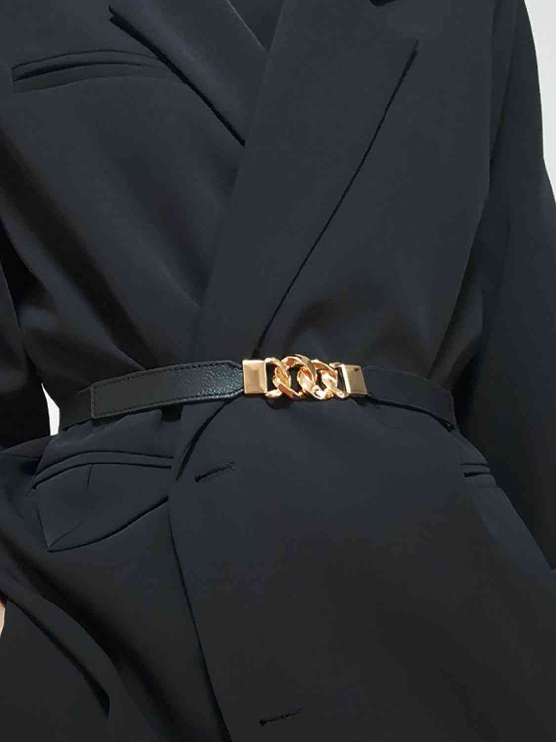 Zinc Alloy Buckle Elastic PU Belt Stylish Versatile Accessory