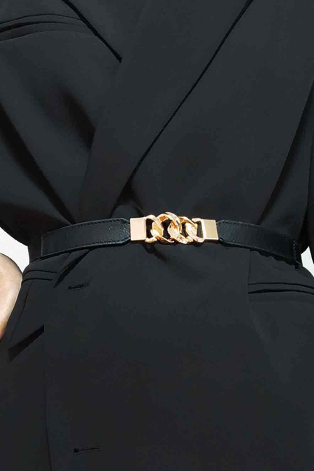 Zinc Alloy Buckle Elastic PU Belt Stylish Versatile Accessory