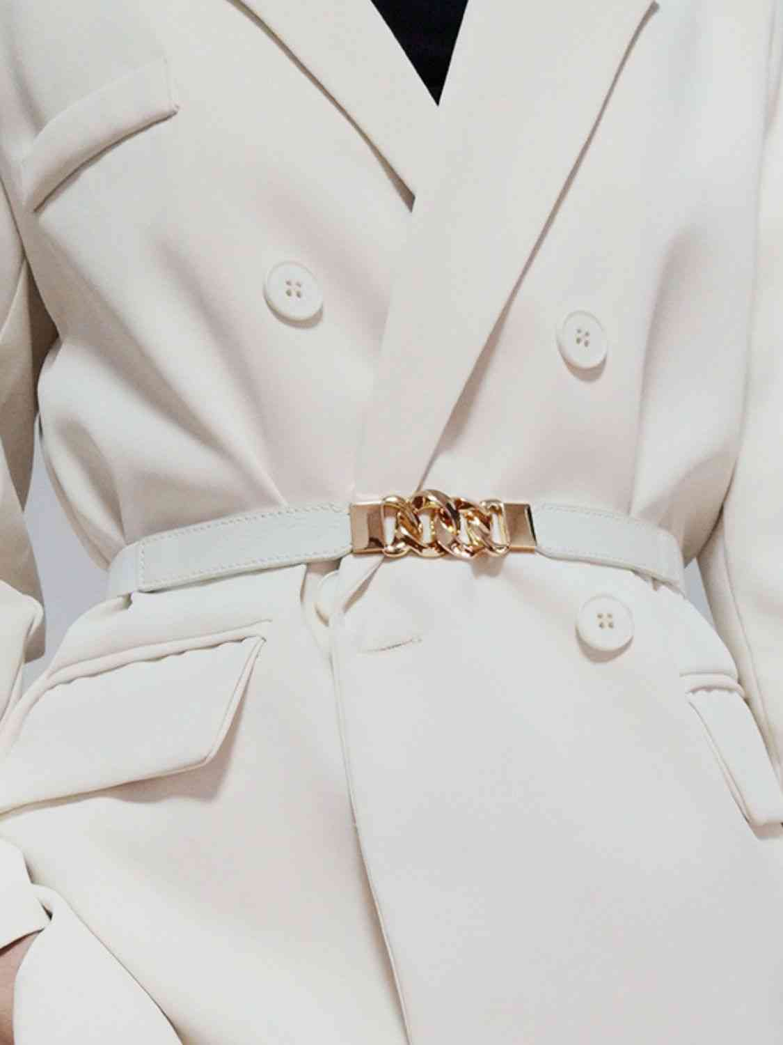 Zinc Alloy Buckle Elastic PU Belt Stylish Versatile Accessory