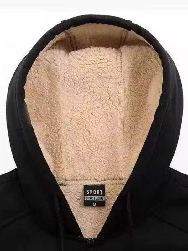 Men's Full Size Fleece Lined Zip-Up Hooded Outerwear