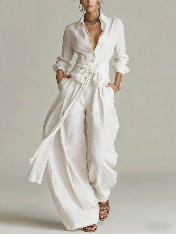 Solid Color Fashion Casual Pants Set for Women