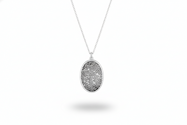 Actual Fingerprint and  Handwriting Necklace - Sterling Silver Memorial Jewelry