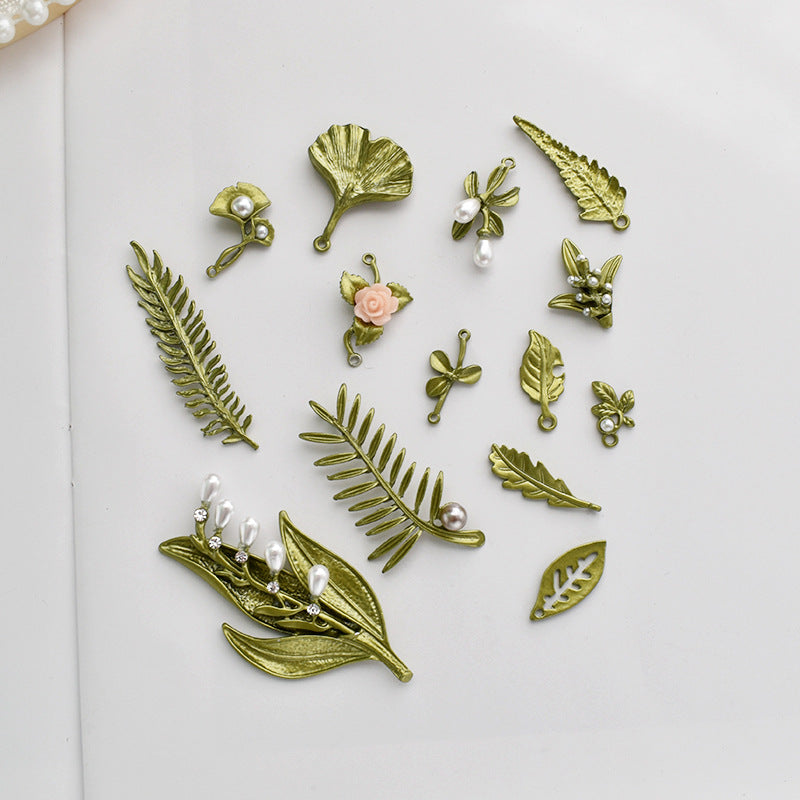 Vintage Mori Style Alloy Plant Leaves Refreshing Material Handmade Hair Ear Clip