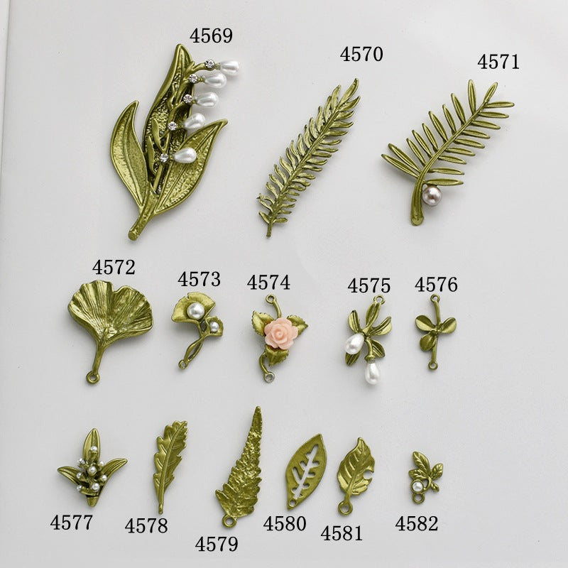 Vintage Mori Style Alloy Plant Leaves Refreshing Material Handmade Hair Ear Clip