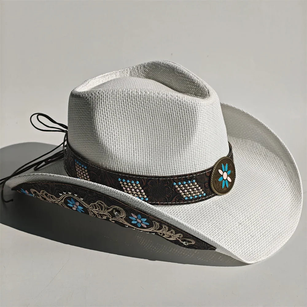 2026 Embroidery Horse Accessories Straw Cowboy Hat for Women Men – Western Sun Hat for Country Concert Rodeo and Cowgirl Hat