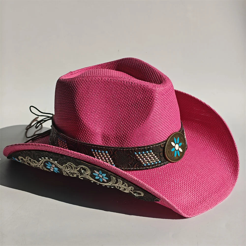 2026 Embroidery Horse Accessories Straw Cowboy Hat for Women Men – Western Sun Hat for Country Concert Rodeo and Cowgirl Hat
