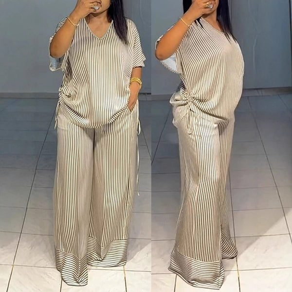 Straight Plus Size Set With Drawstring On Both Sides