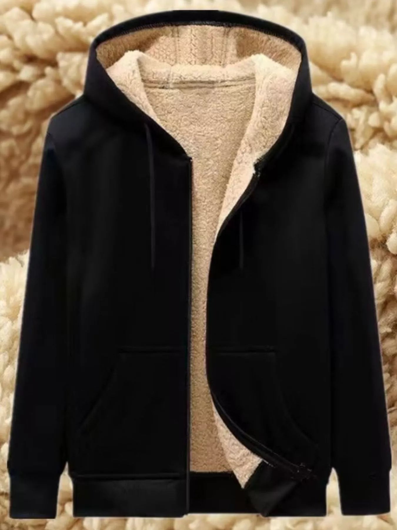 Men's Full Size Fleece Lined Zip-Up Hooded Outerwear
