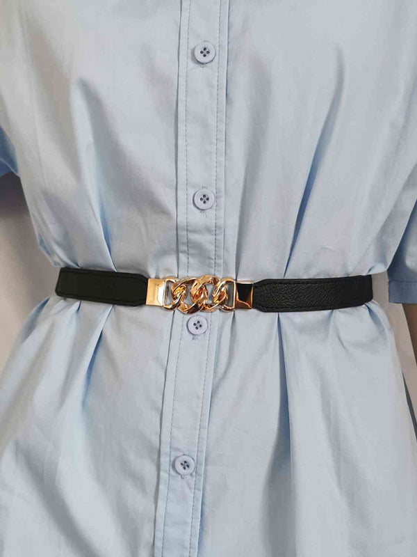 Zinc Alloy Buckle Elastic PU Belt Stylish Versatile Accessory