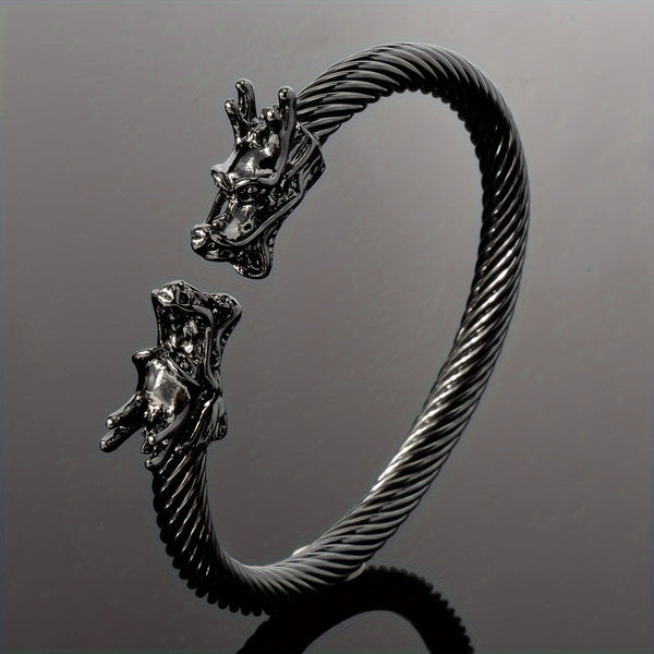 Double Dragon Copper Bracelet – Rock & Hip-Hop Style, Unisex