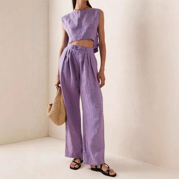 Women's Crew-Neck Loose Casual Two-Piece Set – Breathable T-Shirt & Pants