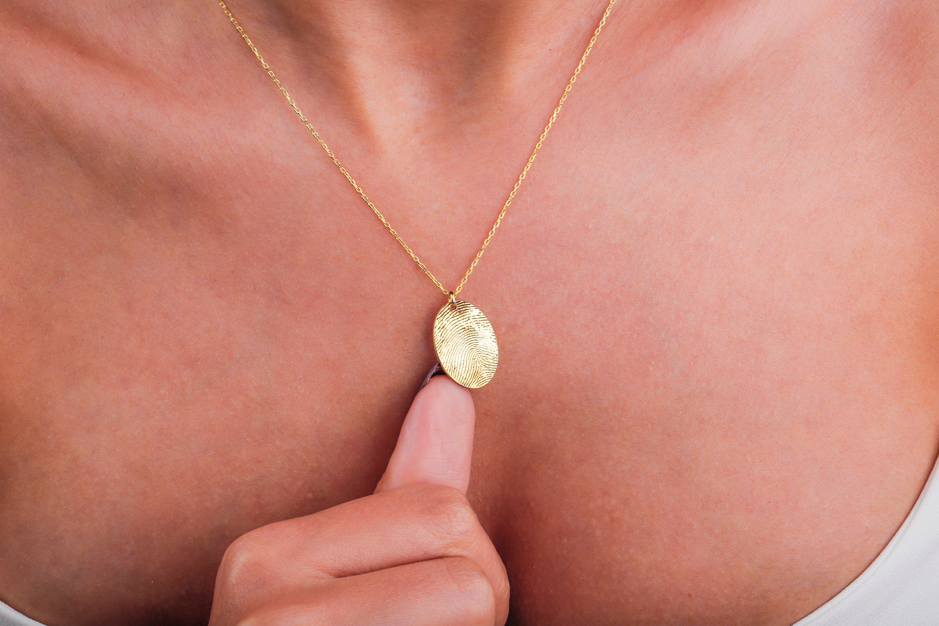 Actual Fingerprint and  Handwriting Necklace - Sterling Silver Memorial Jewelry