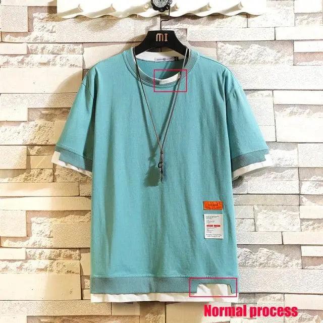 Mens Summer Streetwear T Shirt Loose Casual Short Sleeve Fashion
