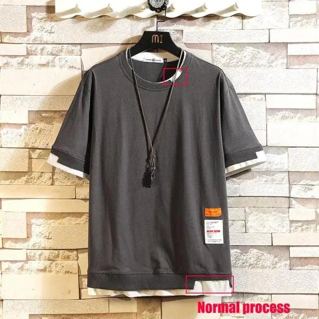 Mens Summer Streetwear T Shirt Loose Casual Short Sleeve Fashion