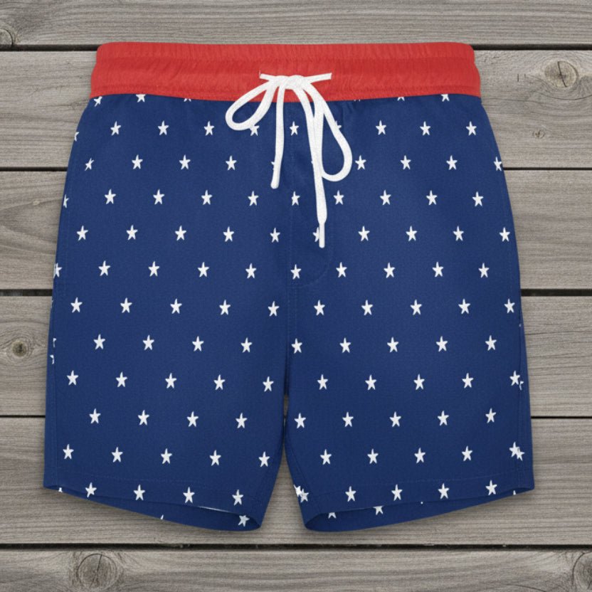 Starfish Pattern Men's Mid-Length Swim Shorts