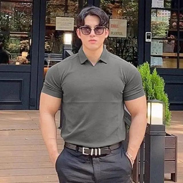 Mens Slim Fit Polo Shirt Workout Casual Summer Short Sleeve