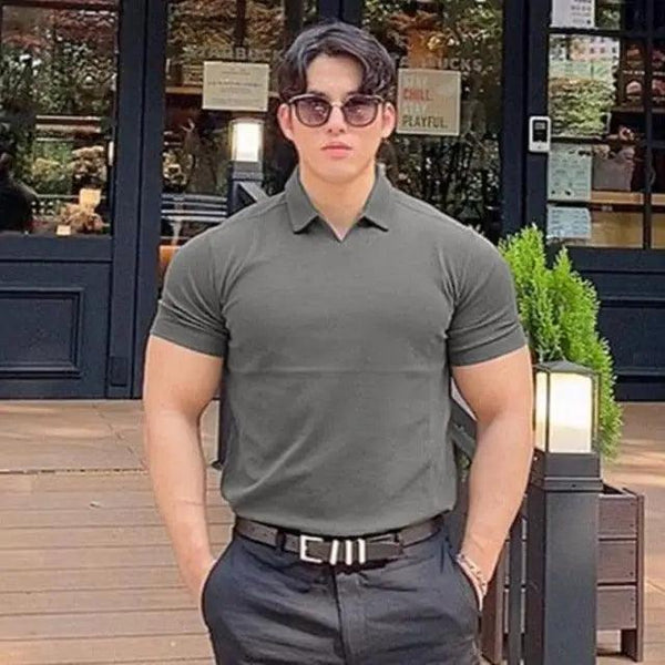 Mens Slim Fit Polo Shirt Workout Casual Summer Short Sleeve