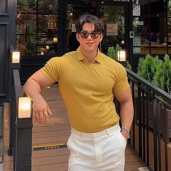 Mens Slim Fit Polo Shirt Workout Casual Summer Short Sleeve