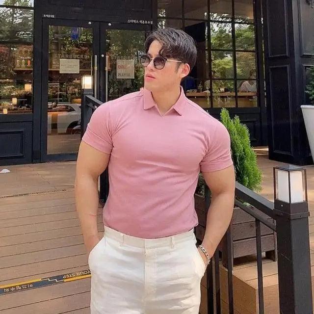 Mens Slim Fit Polo Shirt Workout Casual Summer Short Sleeve