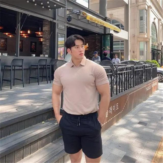 Mens Slim Fit Polo Shirt Workout Casual Summer Short Sleeve