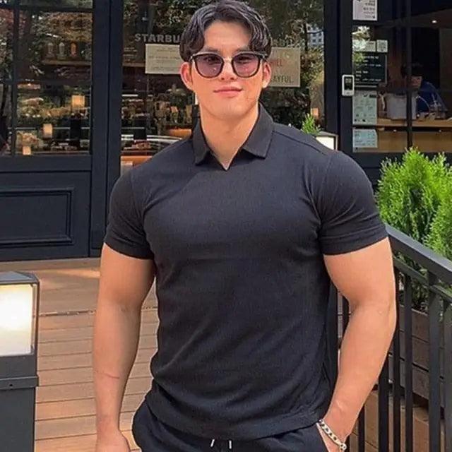 Mens Slim Fit Polo Shirt Workout Casual Summer Short Sleeve