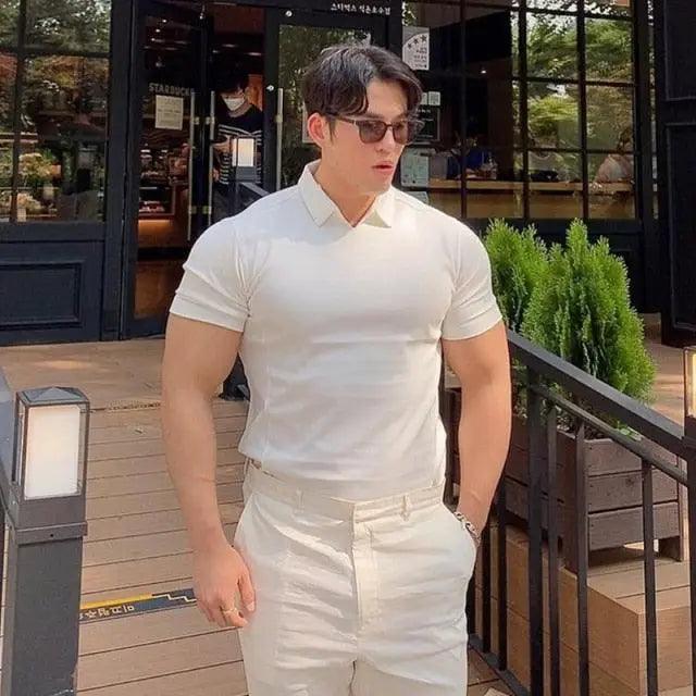 Mens Slim Fit Polo Shirt Workout Casual Summer Short Sleeve