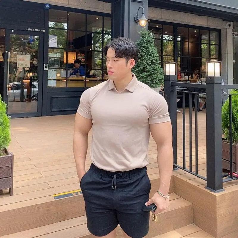 Mens Slim Fit Polo Shirt Workout Casual Summer Short Sleeve